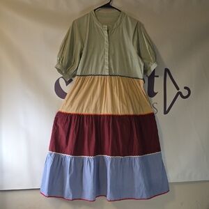 2.7 AUGUST APPAREL Multicolor Tiered Midi Dress